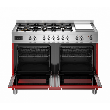 BERTAZZONI PRO12 6G 2E RO T Ηλεκτρική Κουζίνα με Εστίες Αερίου & grill Teppanyaki 120cm Κόκκινο